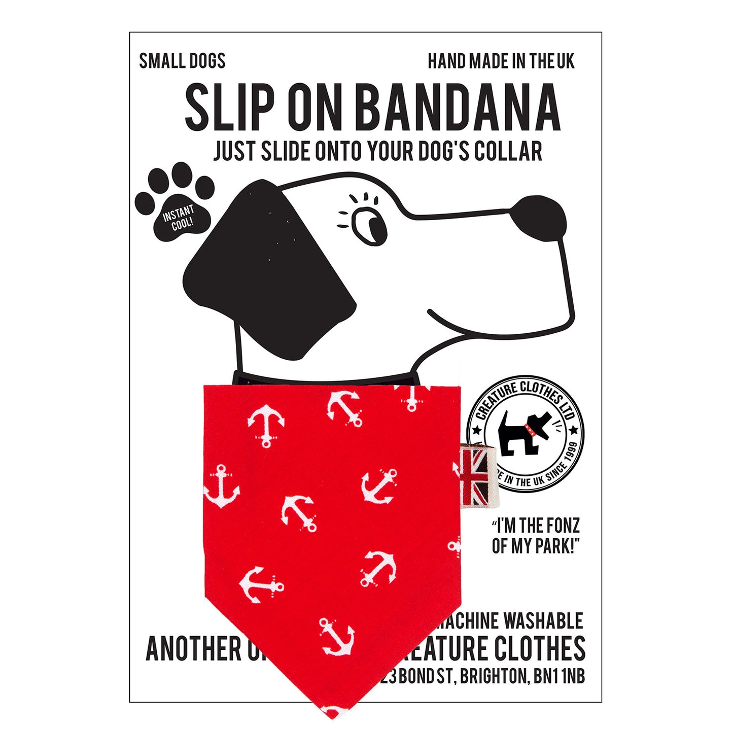 Slip on Dog Bandana in Anchor - Red