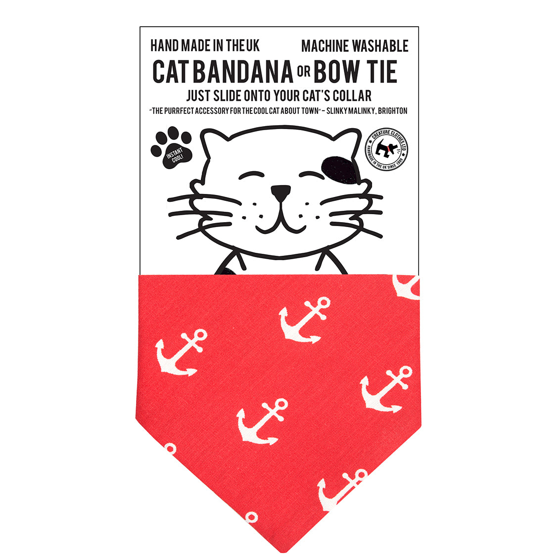 Cat Bandana in Red Anchor Print, Creature Clothes