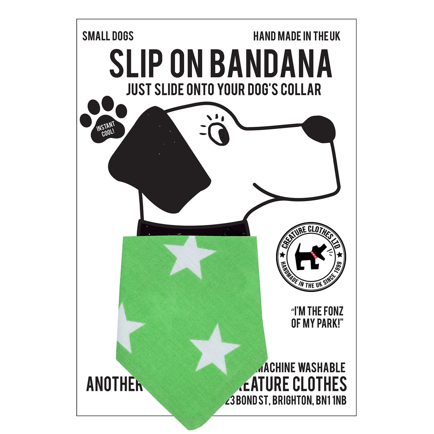 Slip on Dog Bandana in Big Green Star