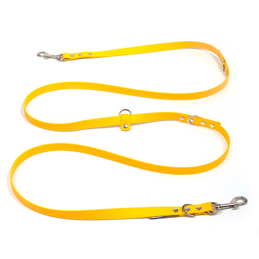 Biothane waterproof vegan leather hands-free dog lead in bright yellow, Creature Clothes