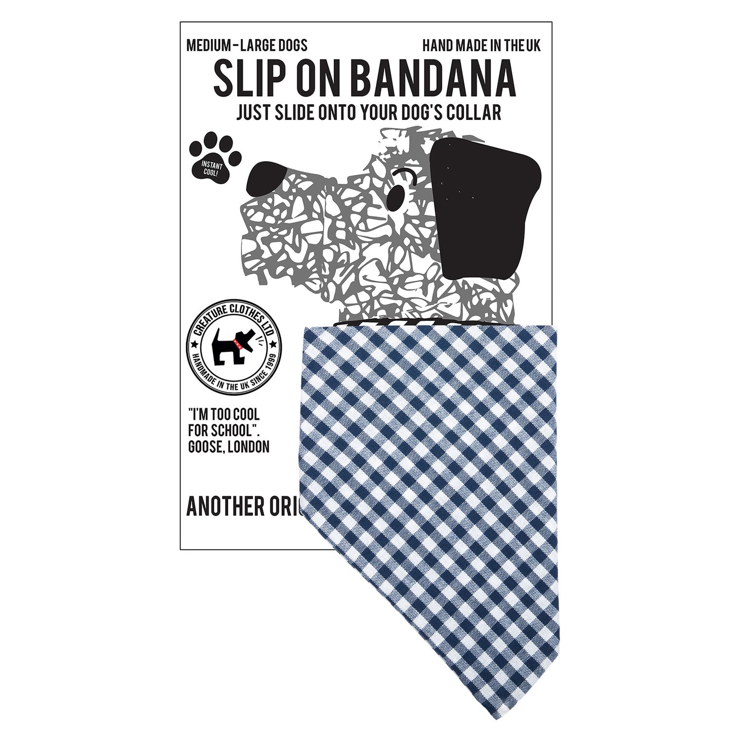 Slip on Dog Bandana in Gingham Blue