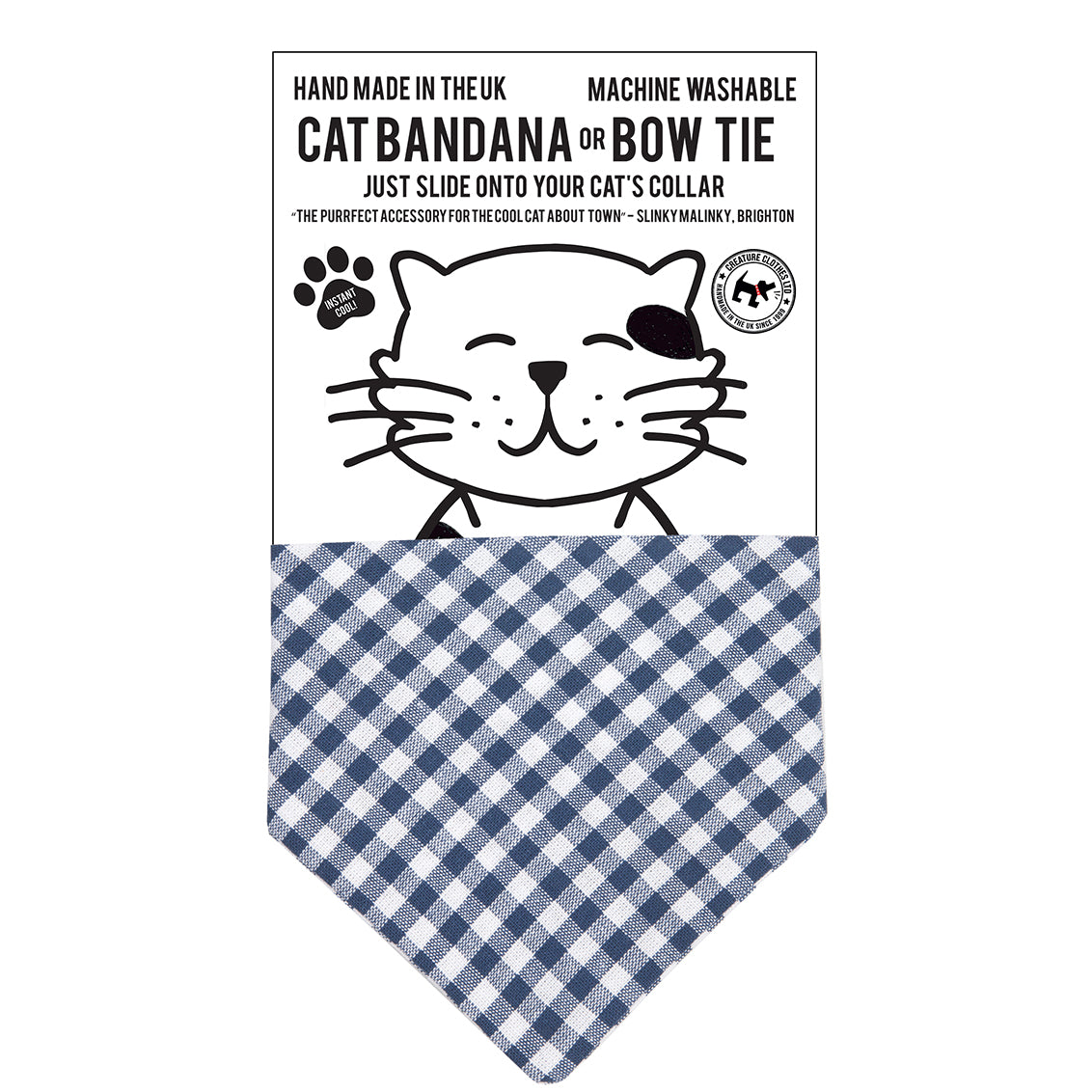 Cat Bandana in Blue Gingham Print, Creature Clothes