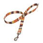 Vegan fabric dog lead in brown deckchair stripes