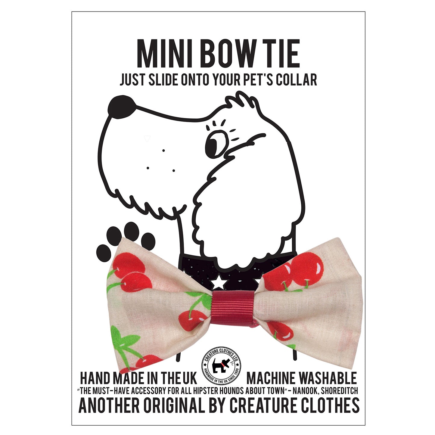 Dog Bow Tie in Cherry Design, dog bow tie, cherry bow tie, bow tie for dogs, Creature Clothes