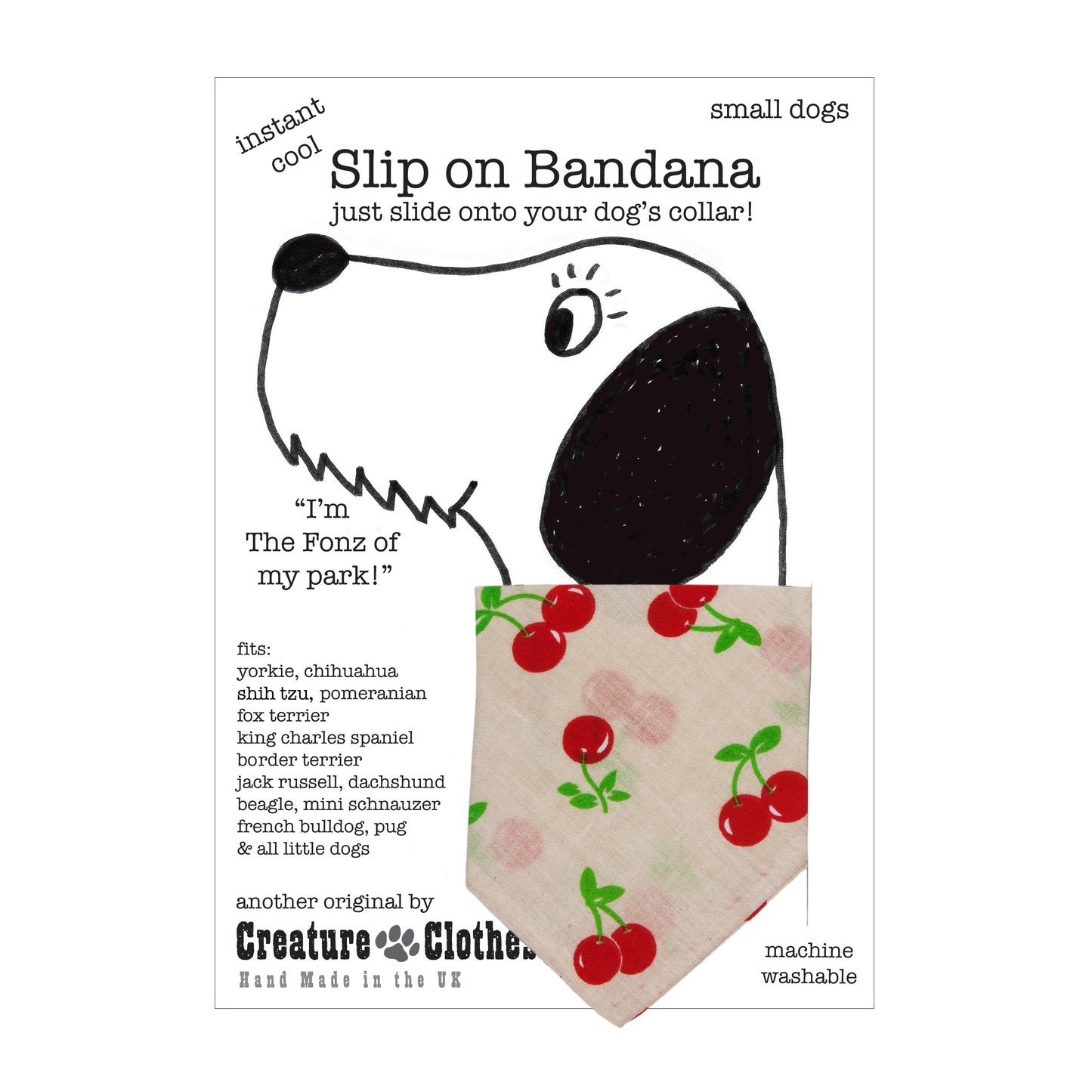 Slip on Dog Bandana in Cherries