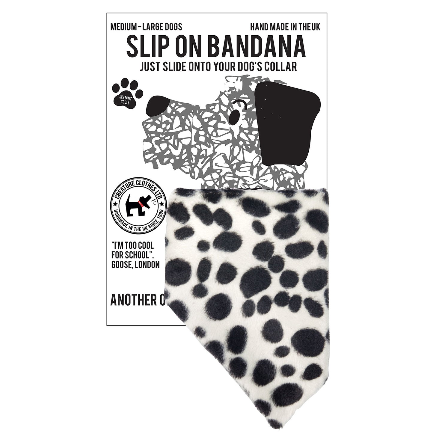 Slip on Dog Bandana in Dalmatian Faux Fur