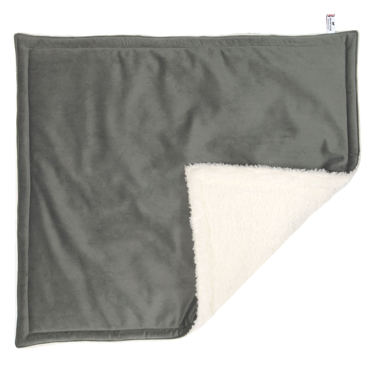 Padded Travel Blanket in Smokey Grey Velvet & Sherpa