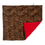 Padded Travel Blanket in Leopard Faux Fur & Red Polar Fleece