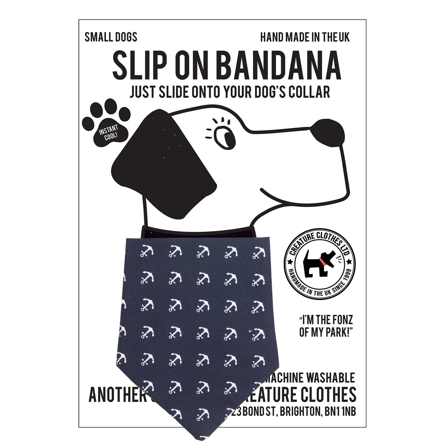 Slip on Dog Bandana in Anchors - Navy Blue