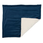 Padded dog blanket in teal velvet and sherpa