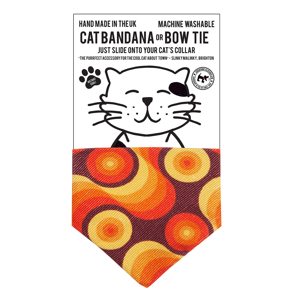 Cat Bandana in Orange Retro Cord Print