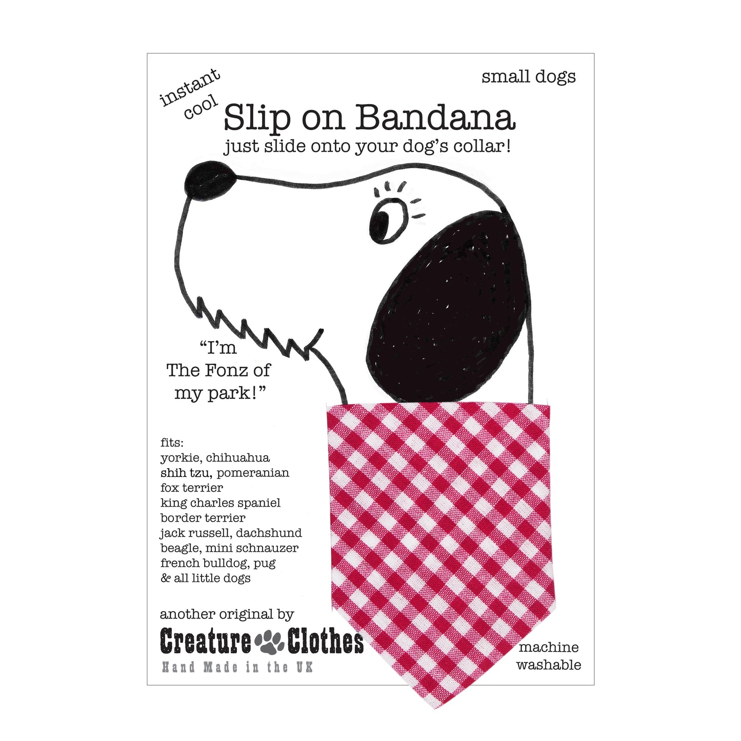 Slip on Dog Bandana in Gingham Pink