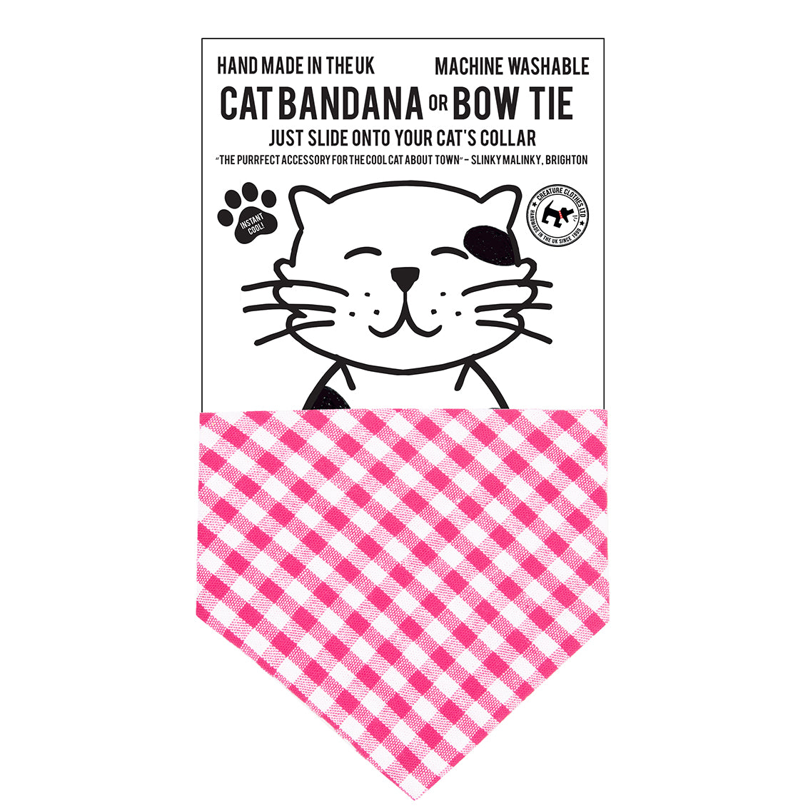 Cat bandana in pink gingham, Creature Clothes