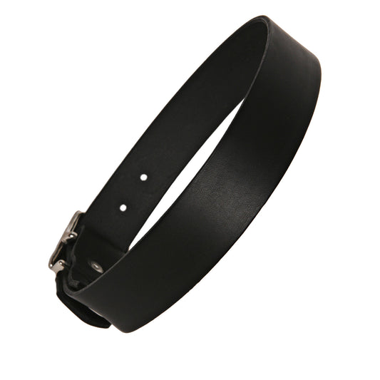 Plain Black Leather Dog Collar, Creature Clothes