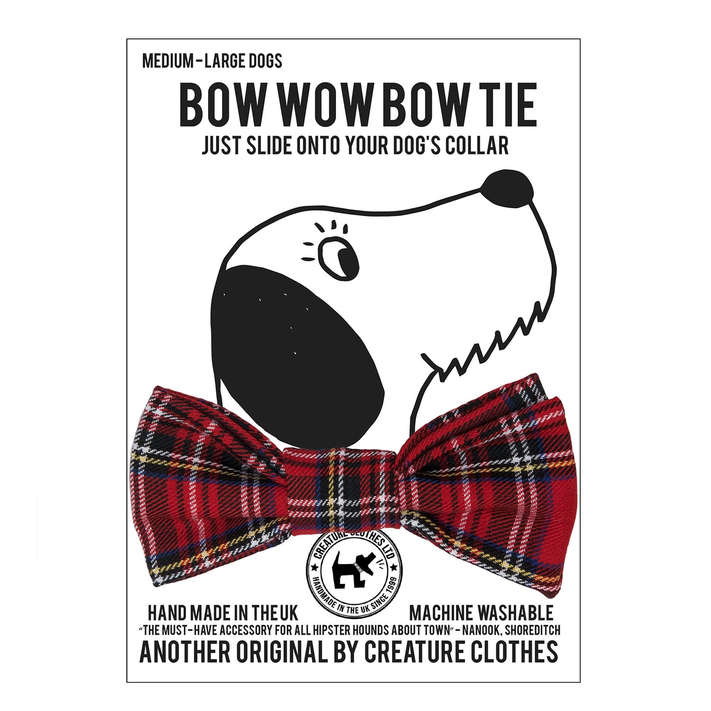 Dog Bow Tie in Red Tartan, dog bow tie, red dog bow tie, tartan dog bow tie, Creature Clothes