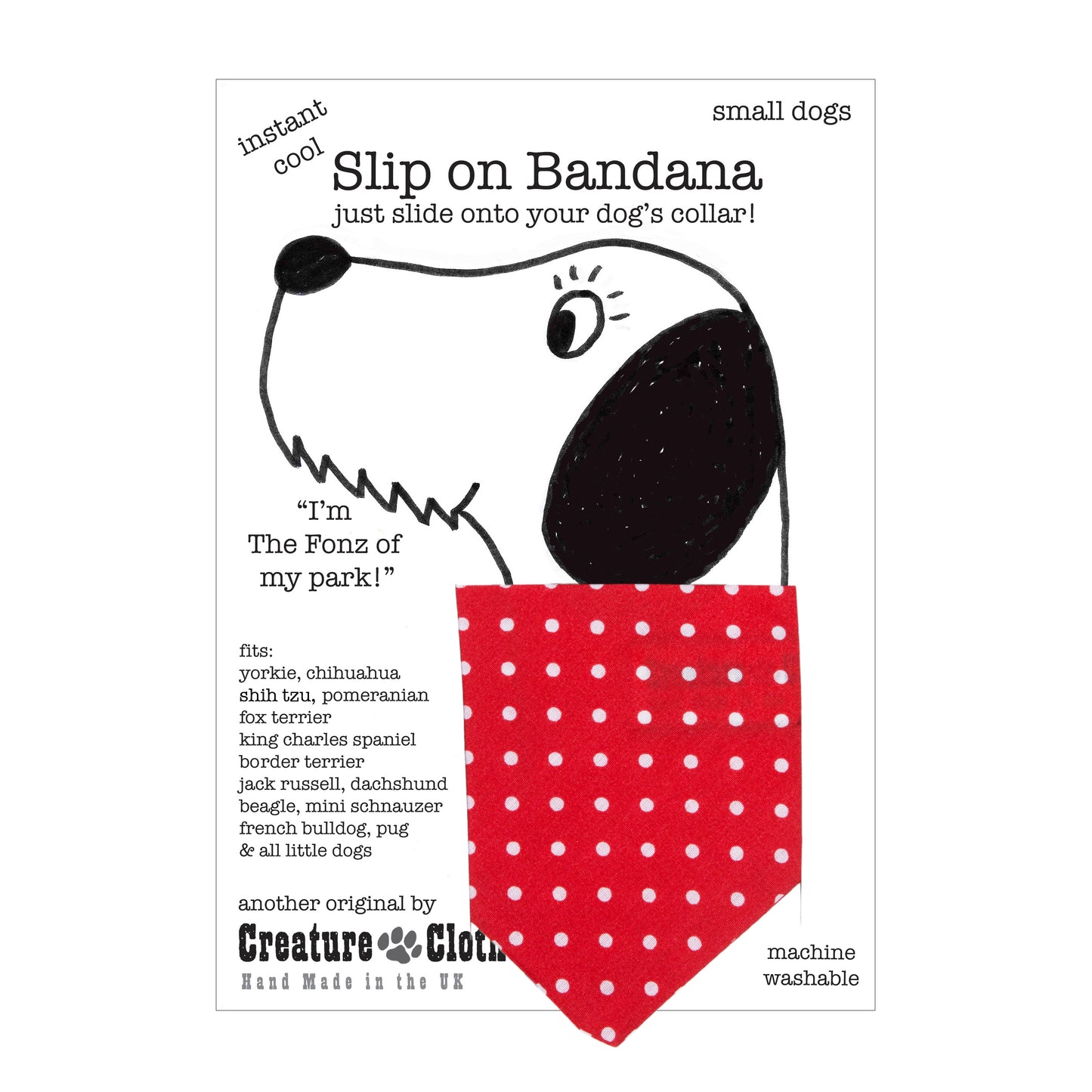 Slip on Dog Bandana in Red Polka Dot