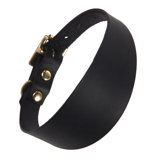 Sighthound dog collar in black leather, Creature Clothes