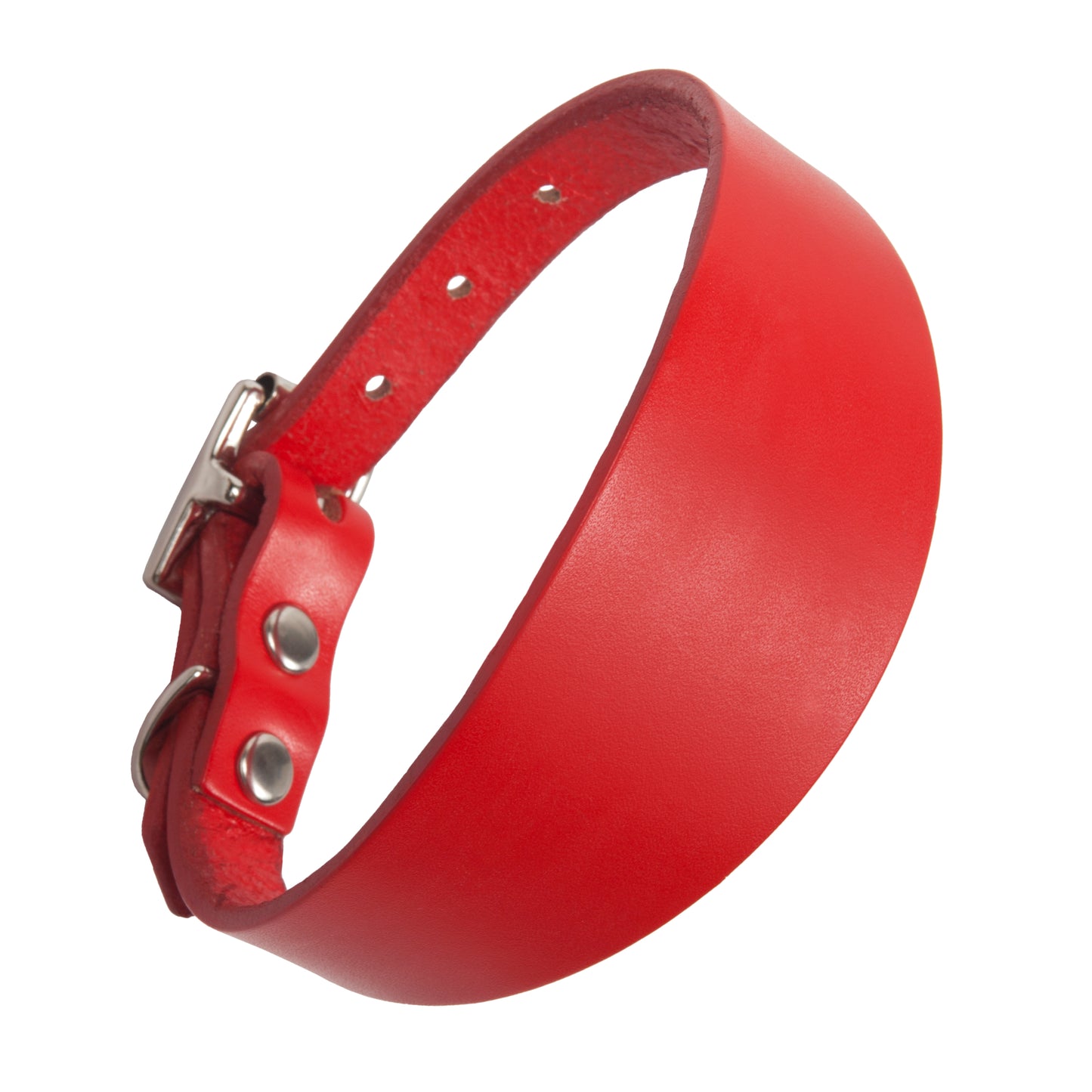 Sighthound dog collar in red leather, Creature Clothes