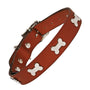 Silver Bones Tan Leather Dog Collar