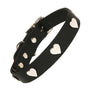 Silver Hearts Black Leather Dog Collar