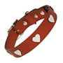 Silver Hearts Tan Leather Dog Collar