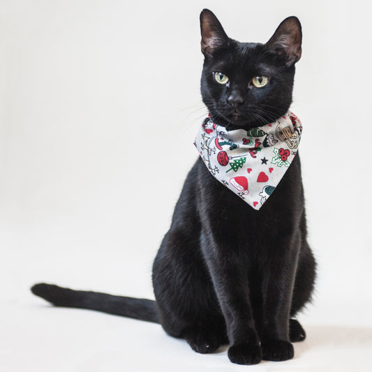 Cat Bandana in Santa Print