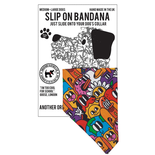 Slip on Dog Bandana in Cartoon Monsters