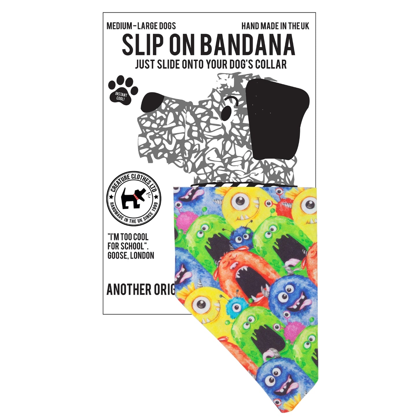 Slip on Dog Bandana in Monsters