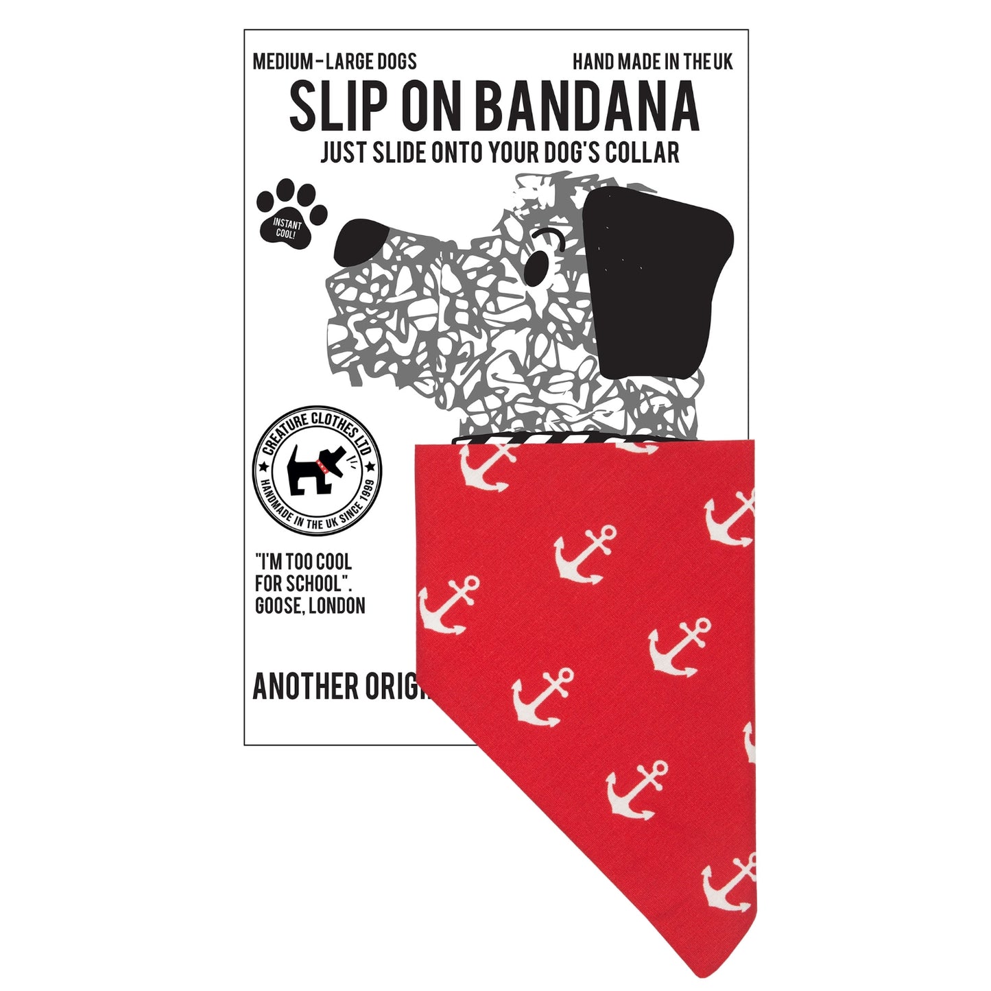 Slip on Dog Bandana in Anchor - Red