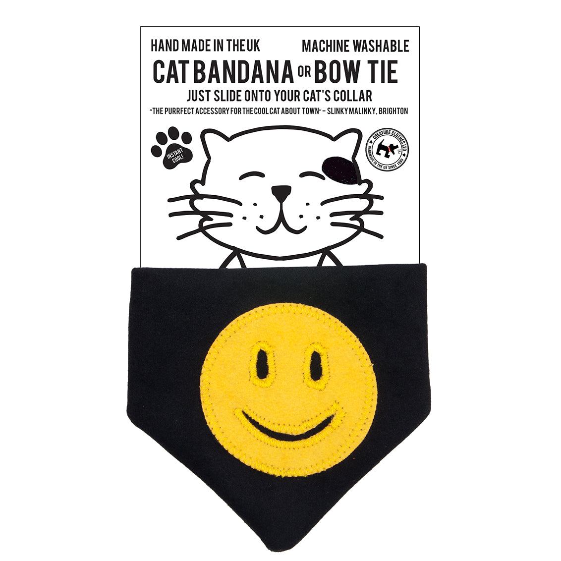 Cat Bandana wth Smiley Face Applique