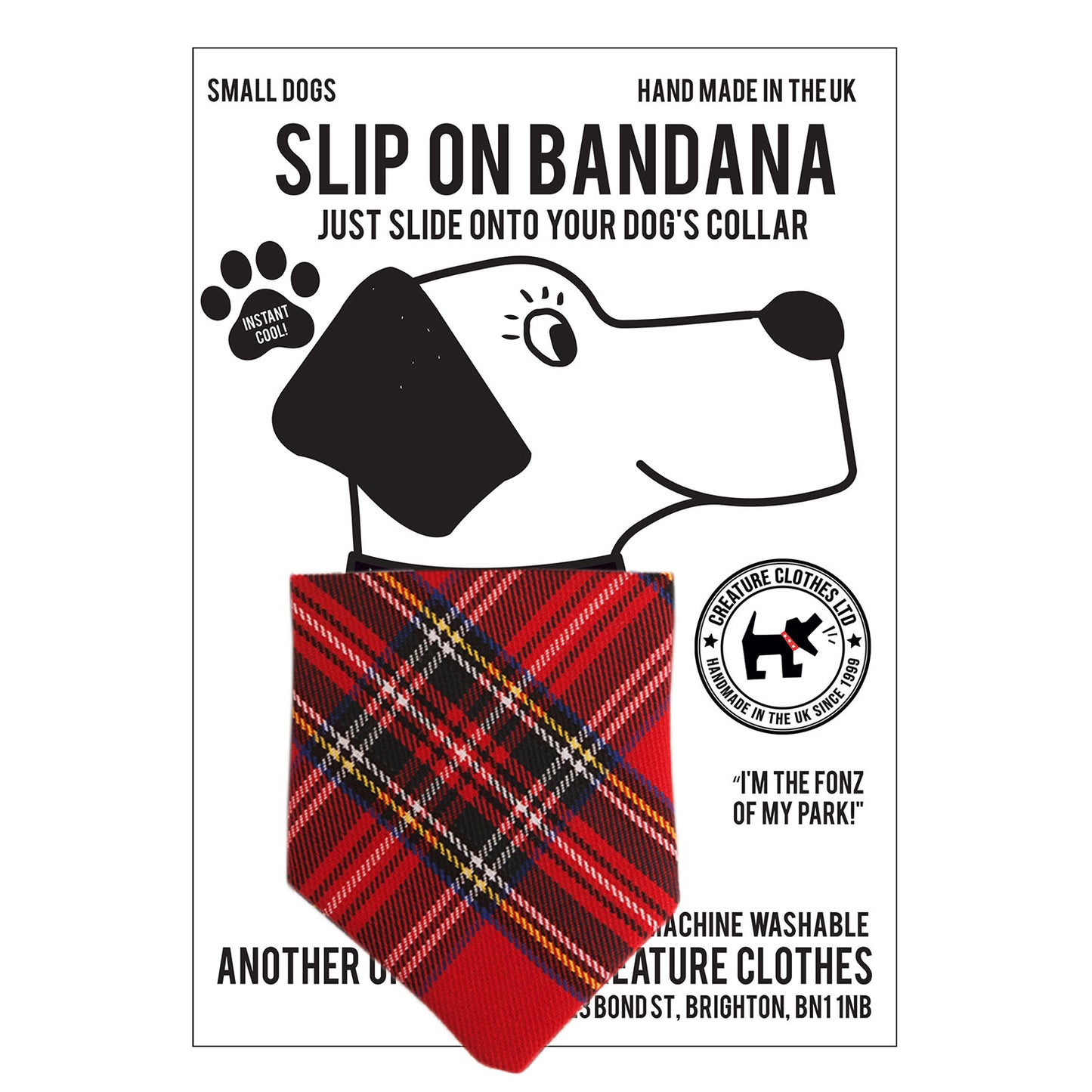 Slip on Dog Bandana in Red Tartan