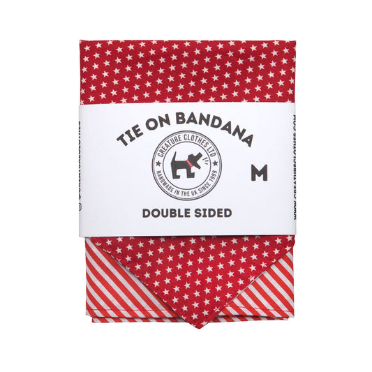 Tie on Dog Bandana - Christmas Candy Stripe and Stars, Creature Clothes