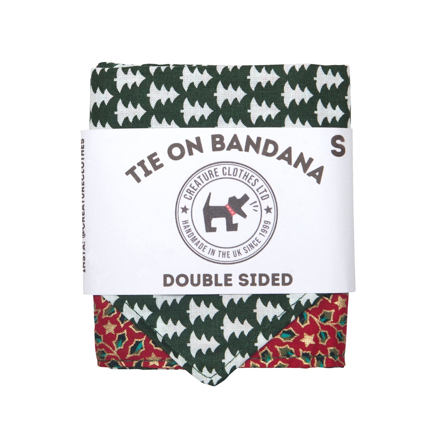 Tie on Dog Bandana - Christmas Trees and Holly, Creature Clothes