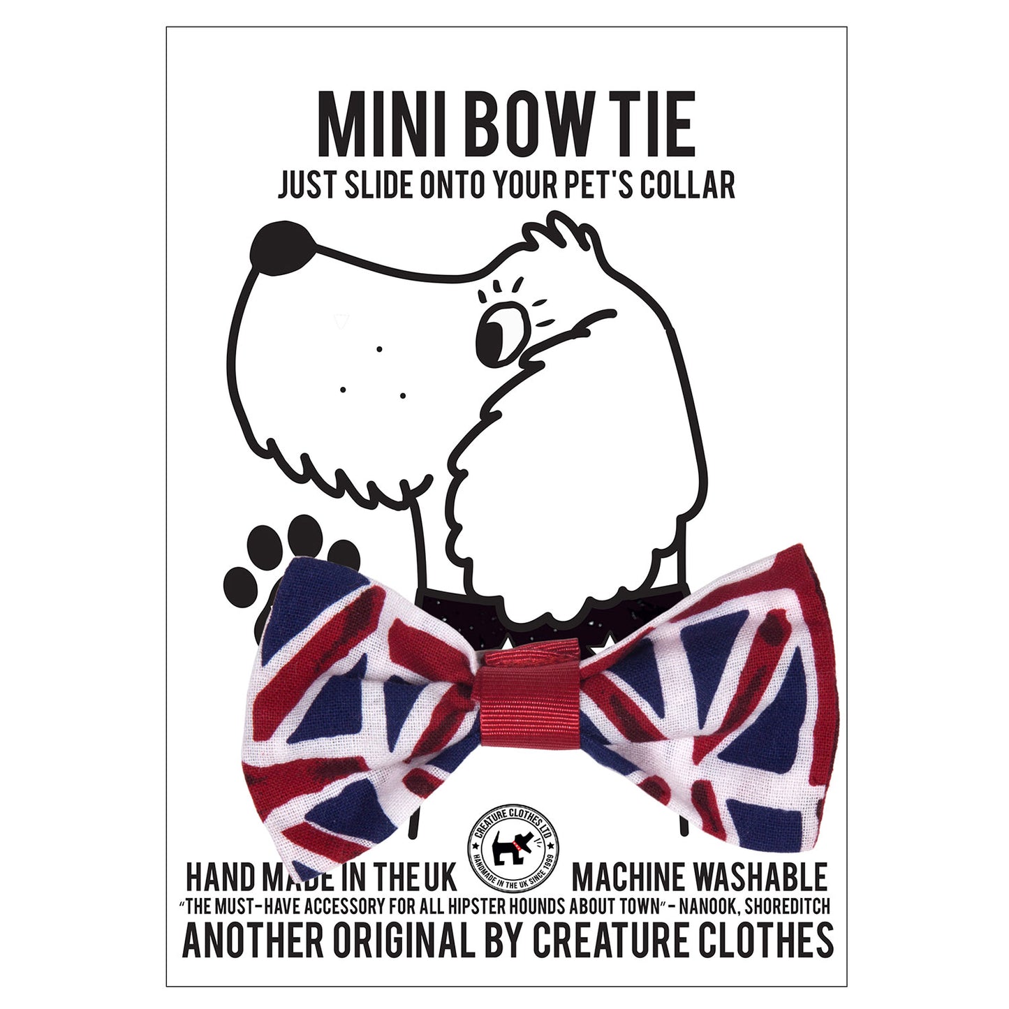 Dog Bow Tie in Union Jack Flag Design, dog bow tie, union jack bow tie, bow ties for dogs Creature Clothes