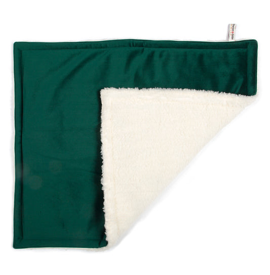 Padded Travel Blanket in Green Velvet and Sherpa, Creature Clothes