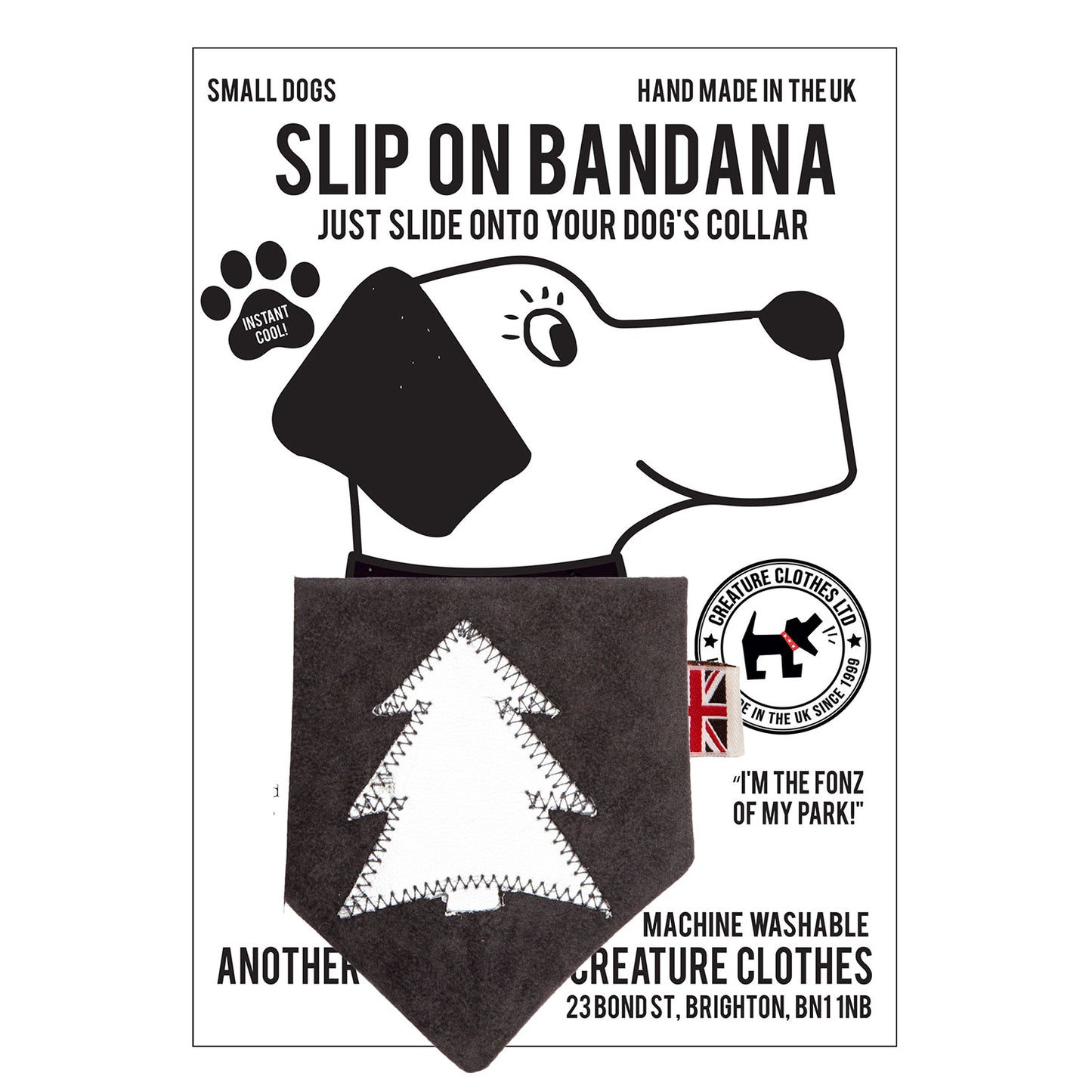 Slip on Dog Bandana - Silver Tree on Grey