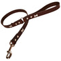 Silver Bone Chocolate Brown Leather Dog Lead