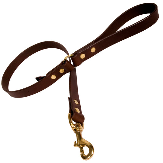 Plain Chocolate Brown Leather Dog Lead