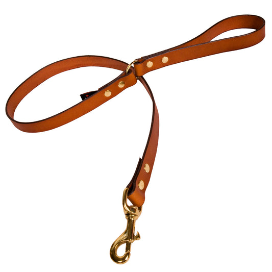 Plain Tan Leather Dog Lead