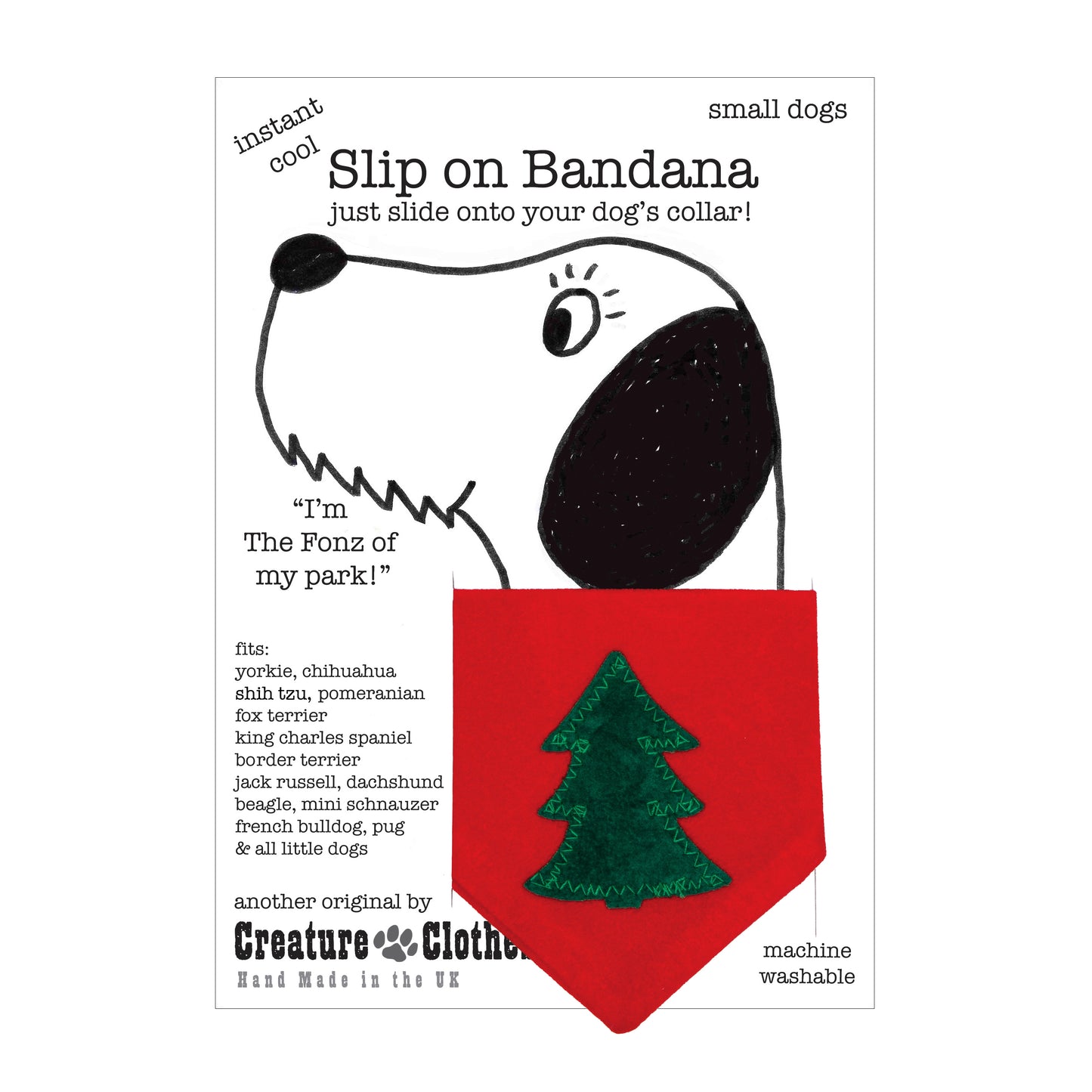 Slip on Dog Bandana - Classic Christmas Tree