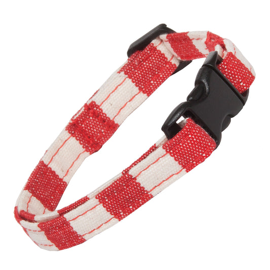 Cat Collar in Red and White Stripe, Creature Clothes